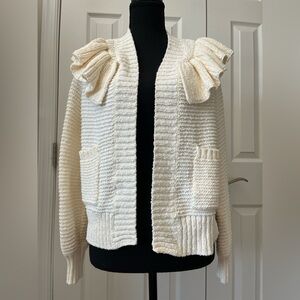 Madewell Cream Ruffled Cardigan Size XXS